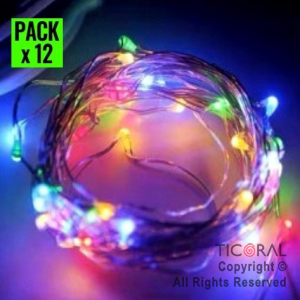 LUZ ALAMBRE MULTICOLOR CON BATERIA LED 2 MTS (PACK x 12 unid)